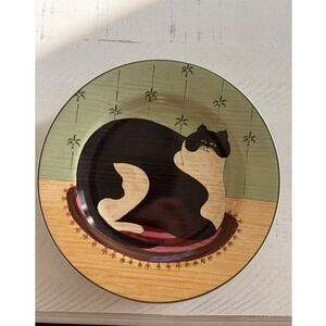 Warren Kimble Sakura Cat Collection Tuxedo Cat Stoneware Salad Plate 8 Inch 2000